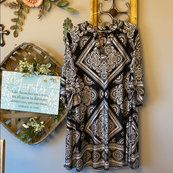 new directions Dresses & Skirts - New Directions Curvy Paisley V Neck Dress